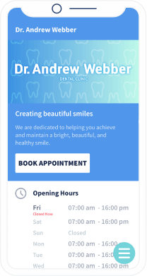Custom landing page including contact details and additional information about Dr. Andrew Webber´s dental clinic