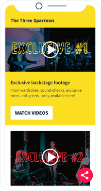 A QR Code landing page that displays exclusive videos of a band’s performances and behind-the-scene footages.