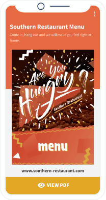 ตัวอย่างรหัส QR สำหรับ PDF ที่แสดงเมนูอาหารฉบับเต็มของร้านอาหาร